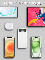 Portable Charger, 20000mAh 22.5W Fast Charging Power Bank with Built-in Cables & Wall Plug, Travel Essential External Battery Pack with LED Display, USB C Battery Phone Charger for iPhone iPad White
