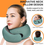 Travel Pillow - Hooded Neck Pillow Airplane Memory Foam Filling for Plane, Office, Cars Sleeping, Road Trip, Long Flights, Airplane Travel Essentials, Includes Eye Mask & Earplugs (Green)