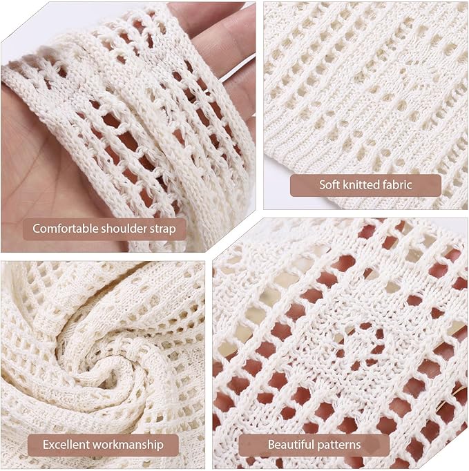 WantGor Crochet Bags, Beach Mesh Tote Bag Womens Shoulder Shopping Handbag Casual Travel Totes Bag Foldable Hobo Bags