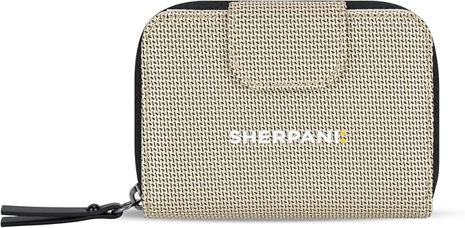 Sherpani Barcelona AT, Small Nylon Bifold Zipper Pocket Wallet, Travel Bag for Men Women, RFID Protection, Unisex Travel Gift (Straw)