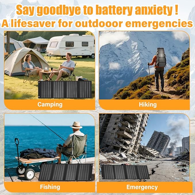 40W Foldable Solar Panel Charger,25% High Efficiency Portable N Type Cell,USB-C/USB-A/DC12V MPPT Fast Charging, IP67 Waterproof Lightweight Solar Charger for Outdoor Travel Emergency