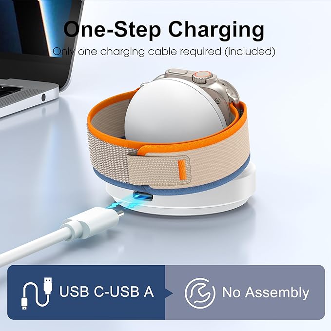2026 Upgraded for Apple Watch Charger Magnetic Fast Charging Dock,Portable Wireless Charging Stand Compatible with iWatch Series Ultra/SE/11/10/9/8/7/6/5/4/3/2 Support Nightstand Mode-White