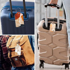 Rimilak 3 Pcs PU Leather Luggage Tags for Suitcase, Travel Cruise Luggage Tag with Privacy Flap, Name ID Label and Metal Loop for Women Men Baggage Handbag School Bag Backpack, Modern Abstract Art