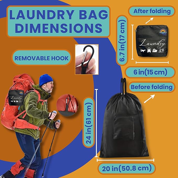 Travel Laundry Detergent Sheets Gift Set - Travel Detergent Sheets, Travel Clothesline, Foldable Laundry Bag, Canvas/Zip Bags, Great for Hotels, Campers & Cruise Essentials