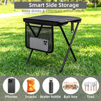 Portable Folding Camp Stool with Side Pocket, Taller Foldable Camping Stool for Adults, Metal Backpacking Stool Lightweight Mini Folding Chair, Compact Camping Seat Travel Fishing Hiking Mobile Chair