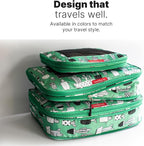 LeanTravel Premium Compression Packing Cubes for Travel - Suitcase Organizer Bags with Double Zipper & Breathable Mesh Panel - Space Saving Carry On Luggage Essentials (6-Pack, Green Cactus)