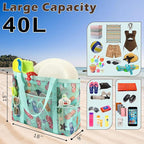 Fammart Mesh Beach Bag with Zipper, Large Beach Tote for Women, Toys Pool Swim Bag Travel Vacation Cruise Essentials