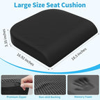 TranquilRelax XLarge Seat Cushion，Soft Foam Cushion for Long Sitting Hours on Office Chair, Home & Car, Non-Slip Chair Pad for Relieving Back & Sciatica & Hip & Coccyx Pain (Black)