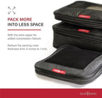 LeanTravel Premium Compression Packing Cubes for Travel - Suitcase Organizer Bags with Double Zipper & Breathable Mesh Panel - Space Saving Carry On Luggage Essentials (3-Pack, Black)