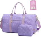 Duffle Bag for Travel, Weekender Bag with Shoe Compartment, Carry On Overnight Bag for Women with Toiletry Bag, Gym Bag with Wet Pocket, Hospital Bags for Labor and Delivery Beige