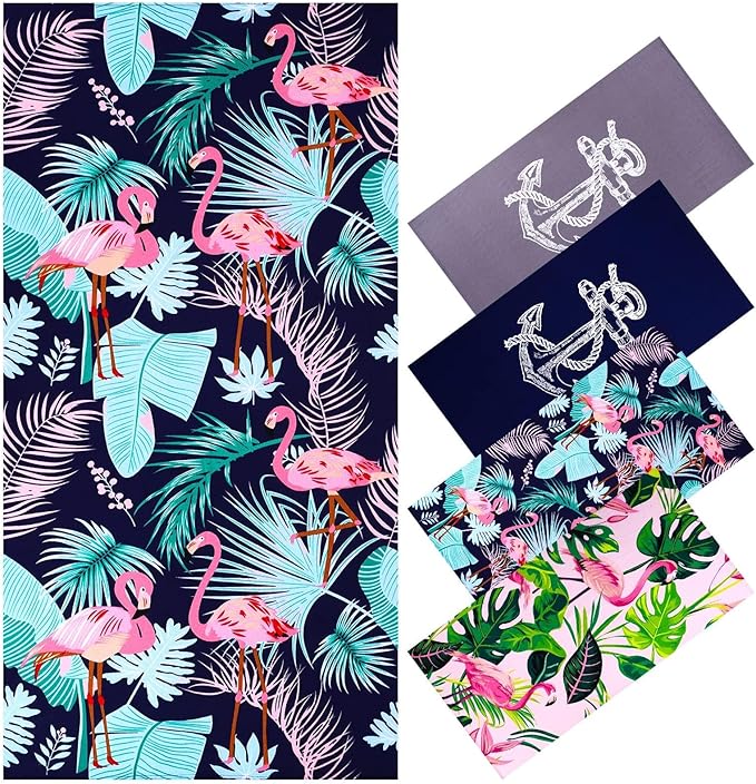 Oversized Terry Beach Towel 36 x 72 in Soft Extra Large XL Pool Swimming Towels Clearance for Adults Blanket Travel Essentials Cruise Accessories Must Haves Vacation Stuff Lounge Chair Cover Flamingo