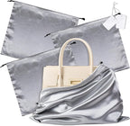 Vonty 3 Pack Silky Dust Bags for Shoes and Purses, Satin Drawstring Bag for HandBags Boots - Grey Shoe Bag Silk Dust Cover Bag Protector Travel Storage Pouch(19.6 x 15.7 In)