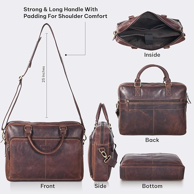 VALENCHI Leather Laptop Messenger Bag for Men