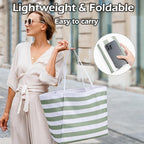 KALIDI Beach Tote Bag Women Large Waterproof Sandproof Shoulder Handbag Packable Grocery Bag Hobo Purse for Picnic Vacation