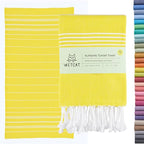 WETCAT Turkish Beach Towel Oversized 38x71 100% Cotton Sand Free Quick Dry Extra Large Light Travel Towel for Adults Beach Accessories Gifts (Yellow, Beach Towel (38" x 71"))