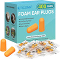 TICONN 400 Pairs Foam Ear Plugs, Individually Wrapped 32dB NRR Noise Reduction Earplugs for Sleeping Hearing Protection Travel Study Concentration Construction Site (400 Pairs)