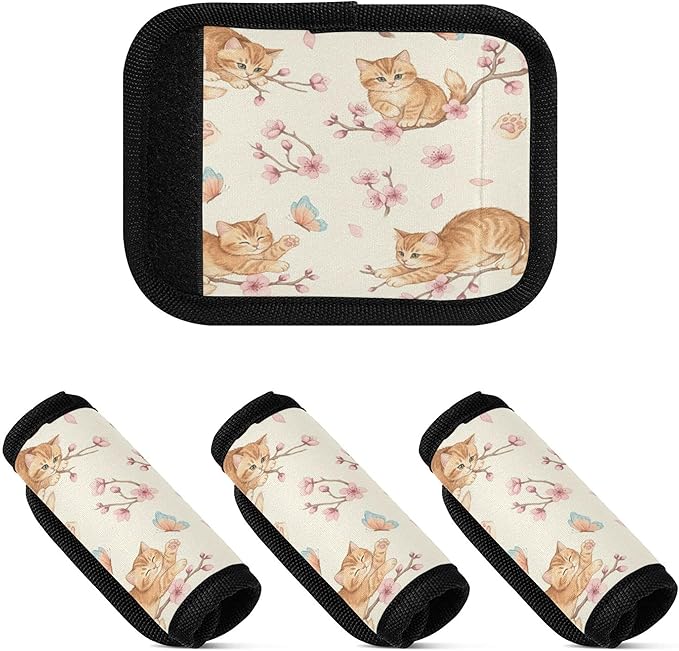 Burbuja Cats Luggage Handle Wrap Neoprene Comfort Handle Covers Suitcase Tag Identifier for Travel Accessories, 2 Pack