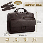 RAINSMORE Mens Laptop Bag PU Leather Messenger Bag 15.6 Inch Briefcase Vintage Computer Satchel Bag for Work Business