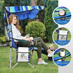 VTOY Portable Camping Chair with Canopy - Folding Chair with Canopy, Durable 600D Oxford Canopy Chair for Camping, Beach, Picnics, Fishing & Sports