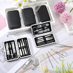 Geosar 50 Set 8 in 1 Travel Manicure Kit Bulk Professional Nail Clippers Pedicure Nail Care Tools Grooming Stainless Steel Set with Portable Travel Case, Gift for Valentine Men Women(Black)