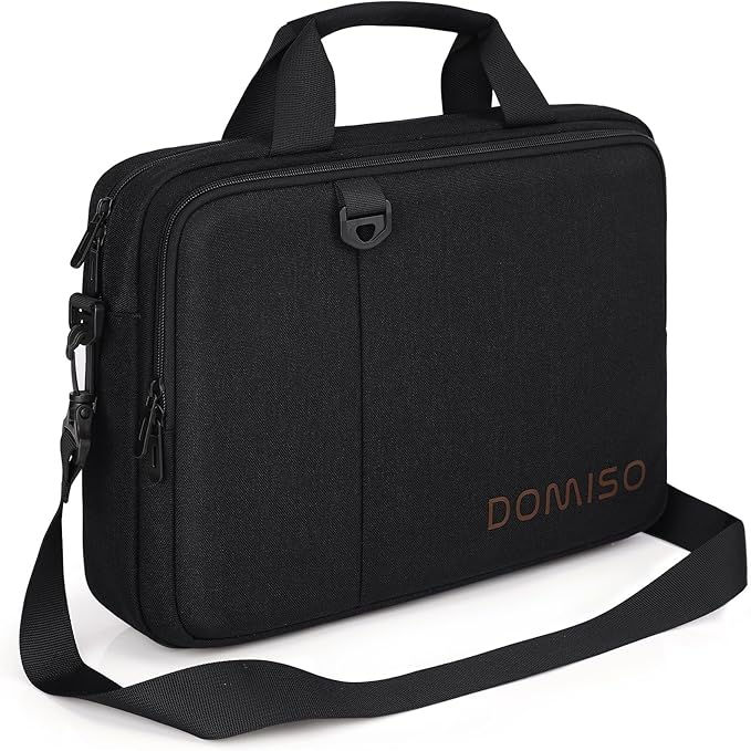 DOMISO 15.6 inch Laptop Bag Business Briefcase Water-resistant Notebook Messenger Shoulder Bag for 15.6" ASUS ZenBook Chromebook 15/Lenovo Ideapad ThinkPad/HP Pavilion 15 Envy 15,Black
