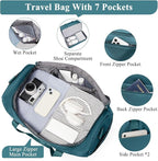 Large Travel Duffle Bag,Carry on Overnight Weekend Bag with Shoes Compartment,Weekender Bags for Women for Travel Business Trips Sport Hospital,2Pcs,Peacock Blue