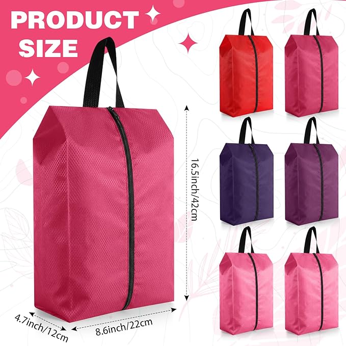 6 Pcs Travel Shoe Bags with Zipper Nylon Portable Waterproof Suitcase Shoe Organizer Packing for Golf(L,Purple)