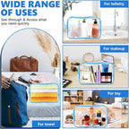 AURUZA Clear Makeup Bag,Portable Travel Toiletry Bags with Zipper, TSA Approved Clear Organizer Bags, PVC Cosmetic Pouch for Airport Airline Compliant (4 Packs Blue)