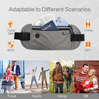 TRAVELSAFE Slim RFID Blocking Money Belt for Travel - Anti-Theft Hidden Passport Holder Waist Wallet with Secure Pouch for Cash, Credit Cards & Phone Safe (B-Grey)