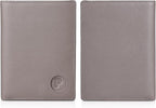 Polare Luxury RFID Blocking Leather Passport Holder Travel Wallet For Men and Women (Grey with AirTag Slot)
