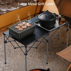Anbte Heavy-Duty Camping Table, 48” x 23.6” Large Roll Up Camping Table for 6-8 People Support 264lbs with Carry Bag, Waterproof, Portable, for Backyard BBQ Tailgating Picnic Party Indoor, Black