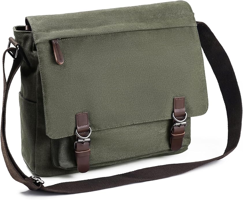 Evergoo Vintage Messenger Bag Unisex Shoulder Bags Canvas Satchel Cross Body Work Satchel Briefcase for 15.6 Inch Laptop
