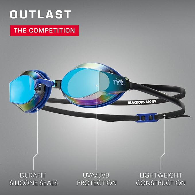 TYR Blackops 140 EV Racing Swim Goggles for Men and Women, Anti-Fog Competitive Swimming Goggles