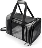 Pet Carrier for Small Dogs Cats, Up to 15Lbs, Airline Approved Collapsible Travel Puppy Carrier, 17x11x11 Inches, Grey