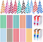EBOOT 10 Pack Oversized Beach Towel Set Extra Large Pool Towels Microfiber Quick Dry Swim Blanket for Adult Women Men Face Hand Body Bath Travel Pool(Bright Color,28 x 59 Inch,Cabana Stripe)