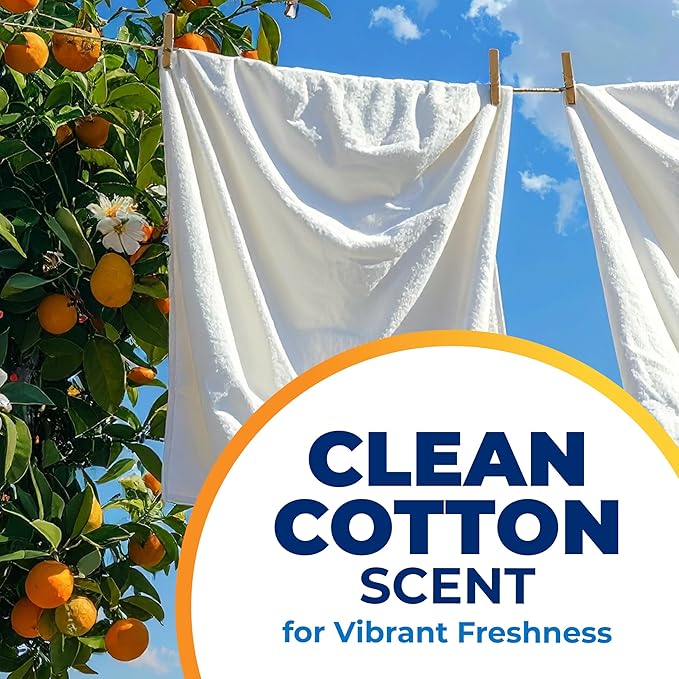 ARM & HAMMER Power Sheets Laundry Detergent Plus OxiClean Stain Fighters, Clean Cotton Scent, 52 Count, 104 Medium Loads