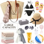 Trifabricy Beach Bags for Women, Summer Straw Bag, Woven Straw Beach Tote Bag Shoulder Handbags