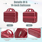Kids Luggage Sets for Girls, 2 Piece Luggage Set, 20 Inch Rotating Wheel Suitcase with 14 Inch Cosmetic Case, Lightweight Hardshell Suitcase with 360° Spinner Wheels for Travel (Red)