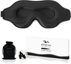 Sleep Eye Mask for Men Women, Sleeping Mask for Side Sleeper, Travel Blackout Night Blindfold Eye Shade Cover with Adjustable Strap (Black)