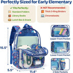 Bagseri Clear Backpack for Boys - 15 Inch Heavy Duty Kids Clear Bookbag for Kindergarten to Grade 2, Transparent School Bag with Reflective Strip, Fits Folders, Blue Dinosaur