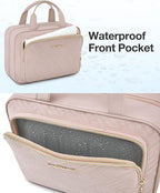 BAGSMART Travel Toiletry Bag Hanging Travel Makeup Organizer Cosmetic Bag Makeup Bag for Full Sized Toiletries, Basic-Pink