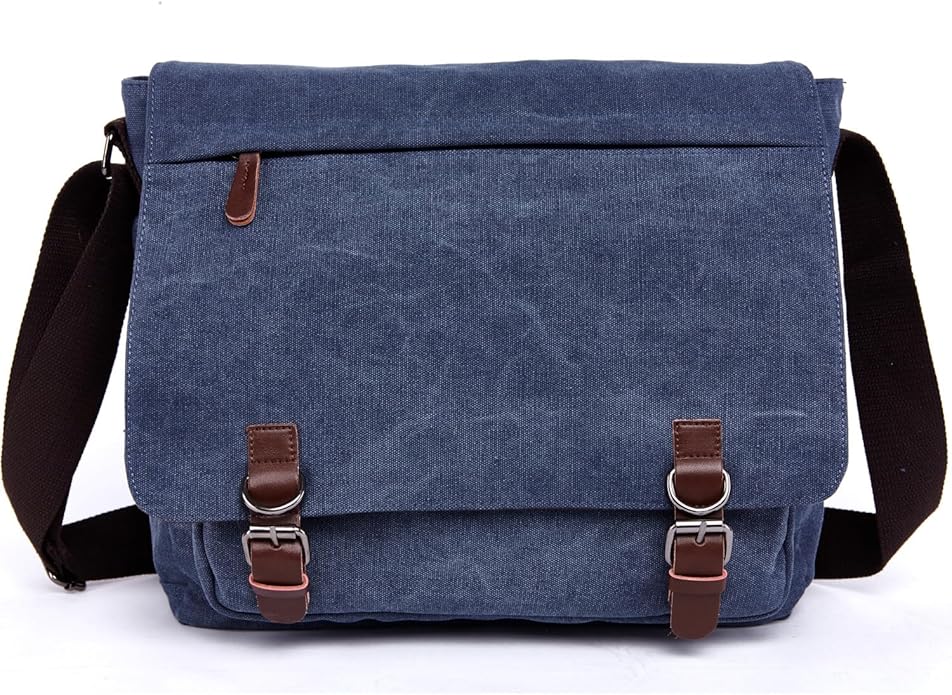 Evergoo Vintage Messenger Bag Unisex Shoulder Bags Canvas Satchel Cross Body Work Satchel Briefcase for 15.6 Inch Laptop