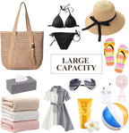 Trifabricy Beach Bags for Women, Large Beach Bag, Woven Straw Tote Bags Waterproof, Weaving Swim Shopping Travel Bag