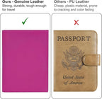 Hot Pink RFID Genuine Leather Passport Wallet