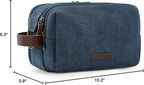 BAGSMART Toiletry Bag for Men, Canvas Travel Toiletry Organizer Dopp Kit Water-resistant Shaving Bag for Toiletries Accessories,Navy Blue-Medium