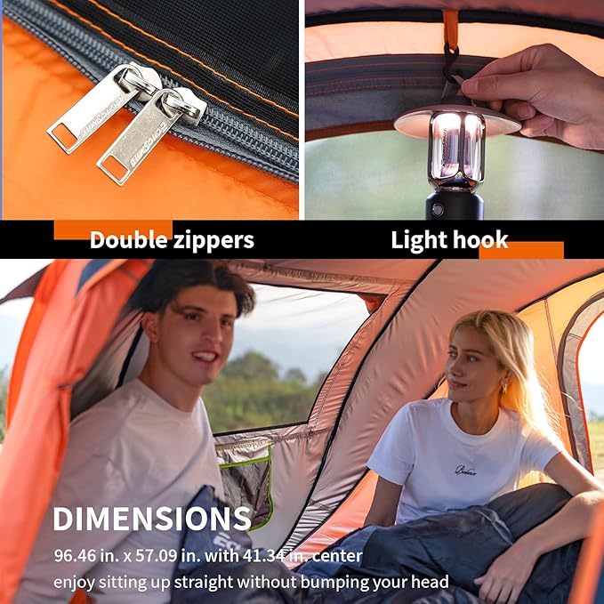 EchoSmile Pop Up Camping Tent, 2/4/6 Person Easy Setup Tent, Water Resistant Dome, Portable with Carry Bag