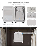 Carry On Luggage with Spinner Wheels, 8010S Aluminum Frame Zipperless Polycarbonate Hard Shell Suitcase (ZX-Core, Silver, 20 Inch)
