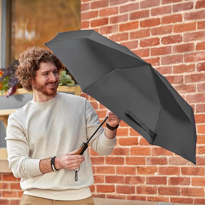 Weatherproof 54 Inch Deluxe Golf Umbrella, Automatic Compact, Lightweight, and Wind Resistant Folding Umbrella for Travel and Rain