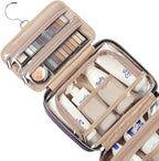 NISHEL Travel Toiletry Bag for women, Portable Hanging Organizer for Travel-Sized Shampoo, Conditioner, Brushes Set, Makeup Accessories, Medium Size, Purple