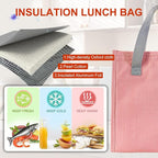 Mziart Minimalist Lunch Bag, Reusable Insulated Lunch Box for Women Men Leakproof Simple Bento Tote Adults Cooler Bag for Work Office Picnic or Travel (Pink)